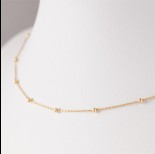 Zdjęcie - Srebrny, pozłacany łańcuszek simple z kuleczkami z przedłużką, próba Ag925 44cm