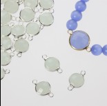 Zdjęcie - Przekładka w okuciu w srebrnym kolorze z dwoma oczkami opal mint 10mm