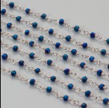 Zdjęcie - Łańcuch z kryształkami oponkami 3x4mm metallic blue 3x4mm