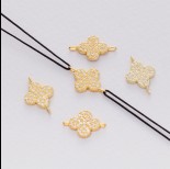 Zdjęcie - Łącznik z cyrkoniami kwiatek ag925 pozłacany 15x10mm