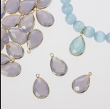 Zdjęcie - Zawieszka w okuciu w złotym kolorze z jednym oczkiem opal gray 14x10mm