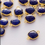 Zdjęcie - Lapis lazuli kwadrat fasetowany łącznik w okuciu pozłacanym ag925 15x9mm