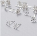 Zdjęcie - Kolczyki róża wiatrów z cyrkonią z barankami srebrny 8 mm