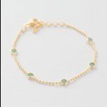 Zdjęcie - Srebrna, pozłacana bransoletka z oczkami mint opal, próba Ag925 18cm