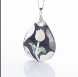 Zdjęcie - Zawieszka z muszli paua łezka z tulipanem 54.5x40.5mm