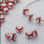 Zdjęcie - Koralik emaliowany red white 5mm