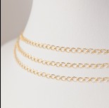 Zdjęcie - Srebrny, pozłacany łańcuszek romb diamentowany, próba Ag925 2.5mm