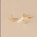 Zdjęcie - Srebrne, pozłacane kolczyki kolibry, próba Ag925 9x11.5mm