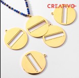 Zdjęcie - Baza do beadingu kółko z wyciętym prostokątem ze stali chirurgicznej 30mm pozłacana