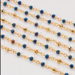 Zdjęcie - Łańcuch z kryształkami oponkami metallic blue with gold 3x4mm