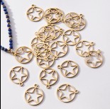 Zdjęcie - Zawieszka pozłacana ze stali chirurgicznej gwiazdka w kółku 14,7mm