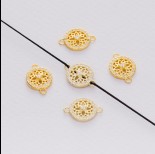 Zdjęcie - Łącznik z cyrkoniami kółko ag925 pozłacany 9x14mm