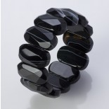 Zdjęcie - Bransoletka z czarnego agatu fasetowana 30x16mm