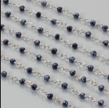 Zdjęcie - Łańcuch z kryształkami oponkami blue hematite 3x4mm