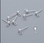Zdjęcie - Srebrne sztyfty z kulką, próba Ag925, 4mm