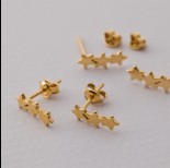 Zdjęcie - Kolczyki sztyfty trzy gwiazdki Ag925 pozłacane 12x4mm złoty