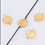 Zdjęcie - Srebrny łącznik moneta z koroną AG925 pozłacany 19mm