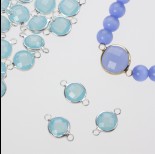 Zdjęcie - Przekładka w okuciu w srebrnym kolorze z dwoma oczkami opal laguna 10mm