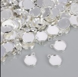 Zdjęcie - Dwustronna baza do zawieszki w kolorze srebrnym 14mm