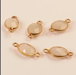 Zdjęcie - Kamień księzycowy łącznik srebrny w okuciu ag925 pozłacany 17x8mm