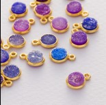Zdjęcie - Agat druzy krążek zawieszka w okuciu pozłacanym ag925 8mm