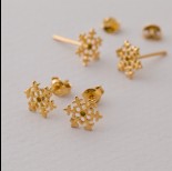 Zdjęcie - Kolczyki śnieżynki Ag925 pozłacane 8mm złoty