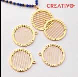 Zdjęcie - Baza do beadingu kółko ze stali chirurgicznej 8 rzędów 24,8mm pozłacana