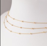 Zdjęcie - Srebrny, pozłacany łańcuszek z kulkami simple, próba Ag925 2.5mm