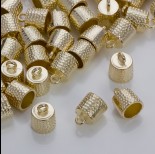 Zdjęcie - Okrągłe końcówki w kolorze złotym z kropeczkami 9.5mm