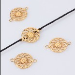 Zdjęcie - Srebrny łącznik ażurowa mandala z dwoma kółkami AG925 pozłacany 19.5mm