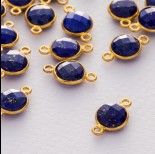 Zdjęcie - Lapis lazuli krążek fasetowany łącznik w okuciu pozłacanym ag925 15x9mm