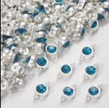 Zdjęcie - Przekładka z kryształkiem koloru srebrnego capri blue 10mm