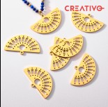 Zdjęcie - Baza do beadingu wachlarz z wycięciami ze stali chirurgicznej 30mm pozłacana