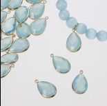 Zdjęcie - Zawieszka w okuciu w złotym kolorze z jednym oczkiem opal laguna 14x10mm
