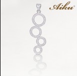 Zdjęcie - Zawieszka rodowana kółeczka z cyrkoniami 36x13mm