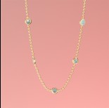 Zdjęcie - Srebrny, pozłacany naszyjnik z oczkami mint opal, próba Ag925 45cm