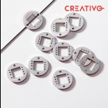 Zdjęcie - Baza do beadingu łącznik kółko z wyciętym kwadratem ze stali chirurgicznej 14,8mm