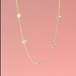 Zdjęcie - Srebrny, pozłacany naszyjnik z oczkami white opal, próba Ag925 45cm