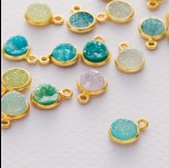 Zdjęcie - Agat druzy krążek zawieszka w okuciu pozłacanym ag925 8mm